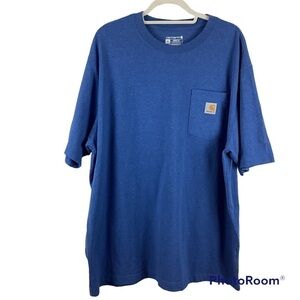 Carhartt Blue Loose Fit Heavyweight Short Sleeve Pocket T-Shirt Size XL